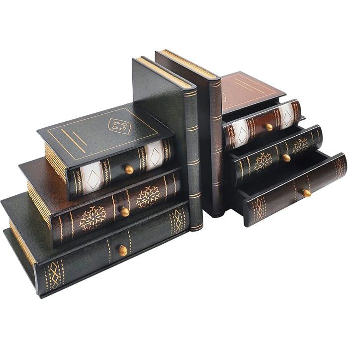 Serre Livres décoratifs Vintage en Bois Faux Serre Livres pour Bureaubibliothèque ou Bureau (311) 311