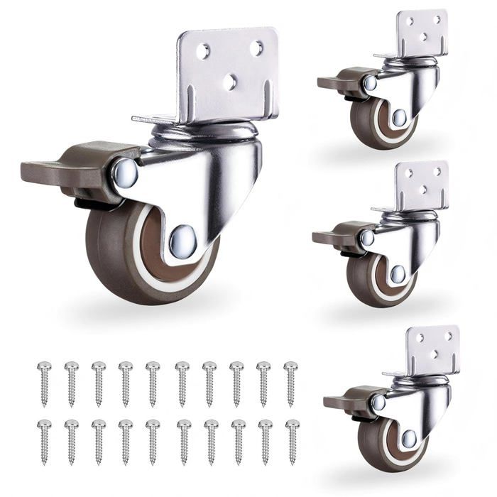 Lot De 4 Roulettes Pivotantes Pour Meubles 25Mm Toutes Avec Frein Roulette Charge Lourde 80Kg Roulettes Pour Meubles +20 Vis Adapt