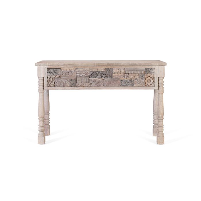 Console en bois recyclé - GINER Y COLOMER - Style bohème ethnique - Chêne recyclé - Collection Origen - Gris délavé