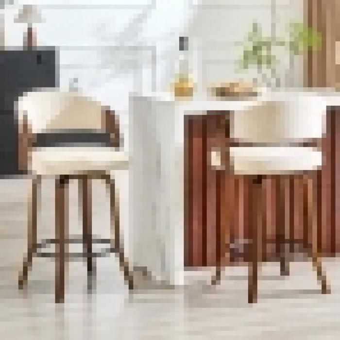 Lot de 2 tabourets de bar avec dossier structure en bois cuir PU 95 cm tabourets de comptoir chaises seules (sans table)