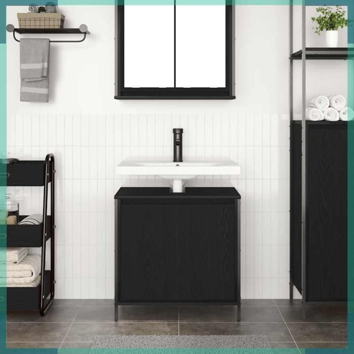 Meuble vasque - 861892 - Noir - 60 x 34 5 x 60 cm - 1 porte pieds réglables
