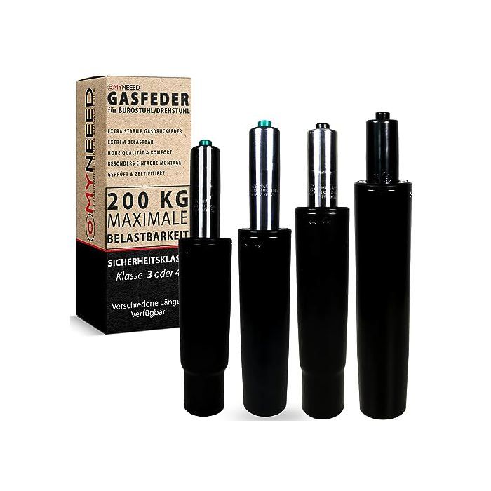Ressort à gaz pour chaise de bureau - MYNEEED - 200 mm - Charge 200 kg - Noir - Réglable