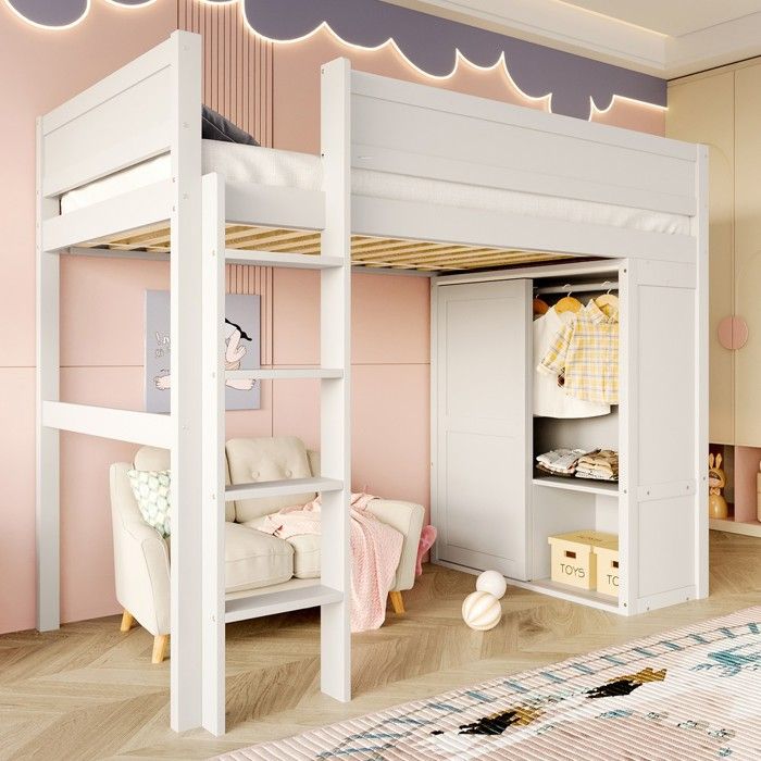 Lit mezzanine enfant blanc en pin massif - BLACKCOLOR - 90 x 200 cm - Longueur 205 cm - Largeur 101 5 cm - Hauteur 165 cm Lit mezzanine enfant blanc en pin massif - BLACKCOLOR - 90 x 200 cm - Longueur 205 cm - Largeur 101 5 cm - Hauteur 165 cm