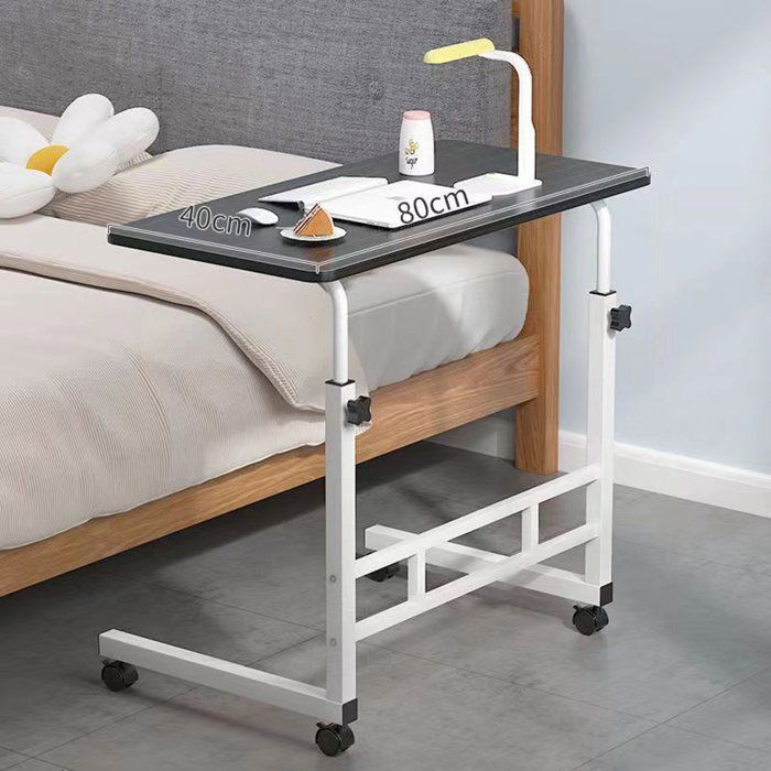 Table dappoint en forme de C à roulettes - plateau 80×40 cm - table de canapé multifonction - pour salon