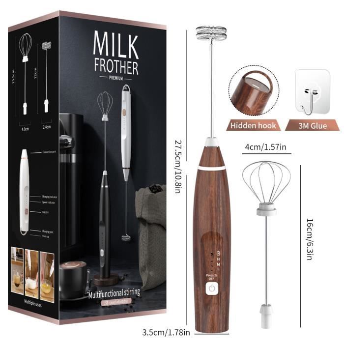 Mousseur à Lait Électrique Portable – Fouet Inox 304, Mini Mixeur Pour Cappuccino, Latte, Chocolat Chaud, Matcha