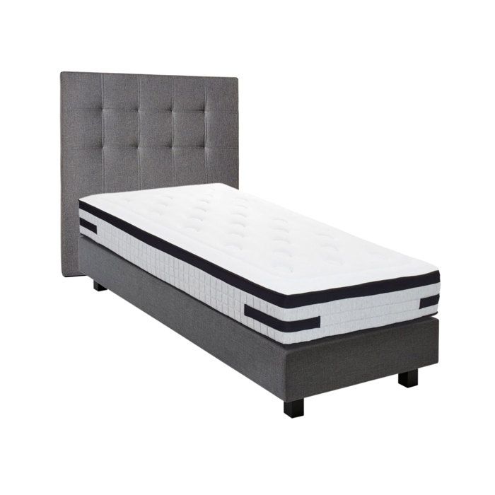 Ensemble matelas 90x200 + sommier + tête de lit gris CONFORTLUXE