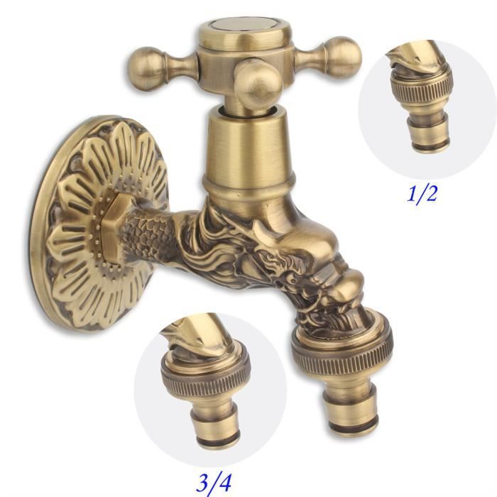 Mélangeur Douche/bain FD Style Européen - Laiton Antique Sculpté - Avec Douchette