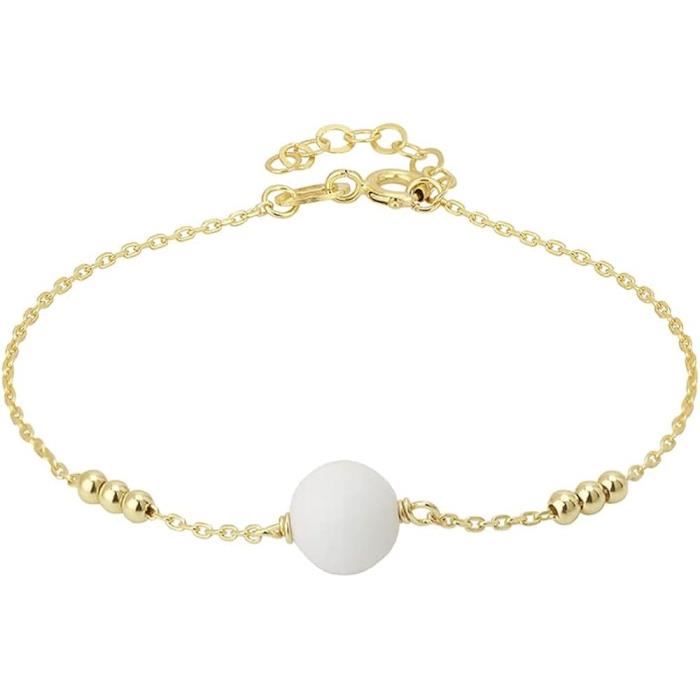 Bijoux fille/ado – Bracelet fille/ado, plaqué Or 9 carats, carrés cristal  blanc.