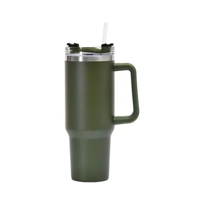 Mug Isotherme EQARD 30oz Avec Paille - Tasse Voyage Étanche Acier Inox - Garde Chaud 12h Et Froid 28h
