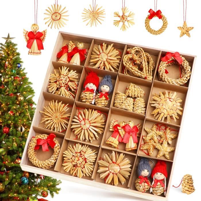 Décoration Sapin Noël Personnalisée Étoile Bois – Photo + Texte – Ornement Suspendu Corde Jute – Idée Cadeau Unique
