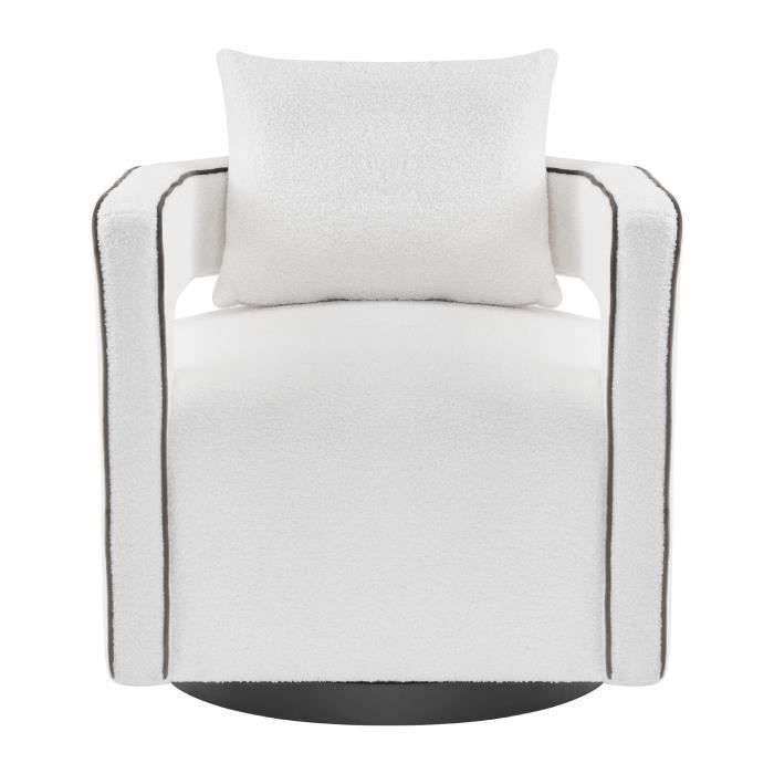 chaise de loisirs pivotante à 360°,avec coussin et chaise longue pivotante, fauteuil, chaise de loisirs bicolore,blanc