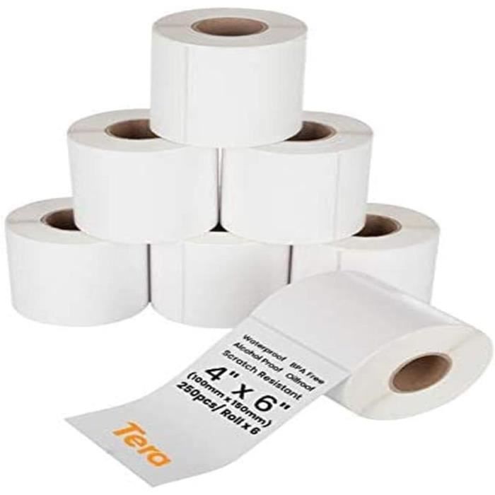 Tera Étiquettes Thermiques 100x150 Mm – 1000 Pcs, Sans BPA, Ultra-Résistantes Pour Imprimantes Expédition