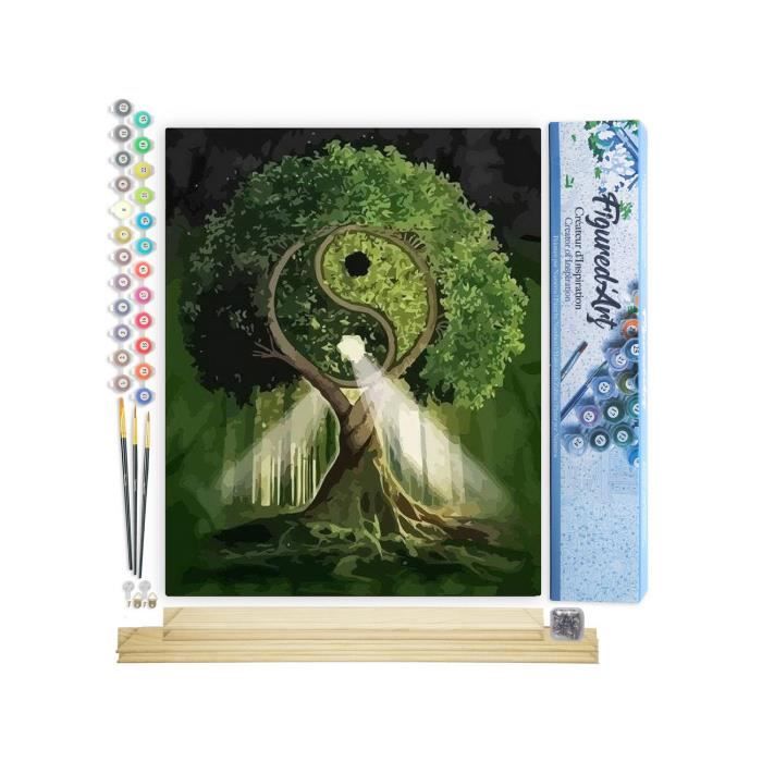 Figured'Art Peinture par Numéro Adulte Arbre rose et Nuages - Kit de