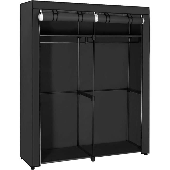 Armoire de Rangement, Penderie Portable avec Barre de Suspension, Porte