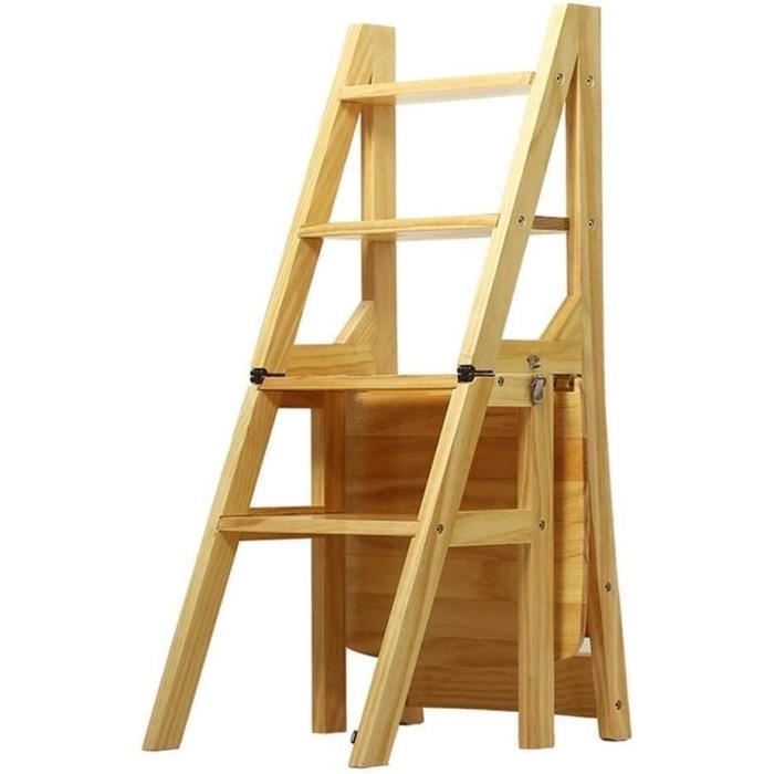 Chaise échelle en bois à 2 niveaux, tabouret pliable léger pour cuisine