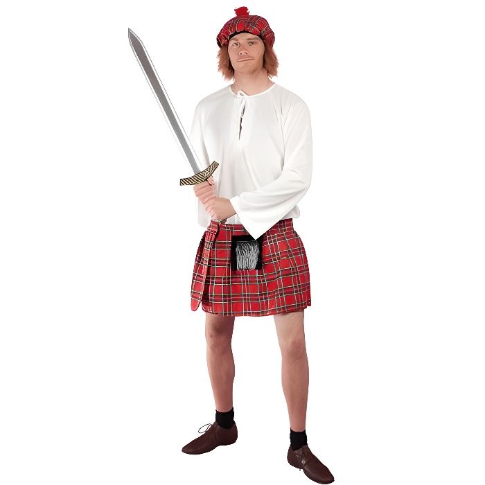 Kilt écossais homme - Rouge à carreaux - Taille unique 44/48