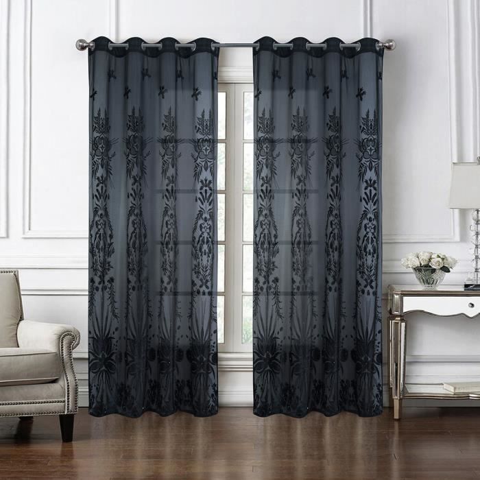 Paire de voilage Luna - Noir, 140x260cm