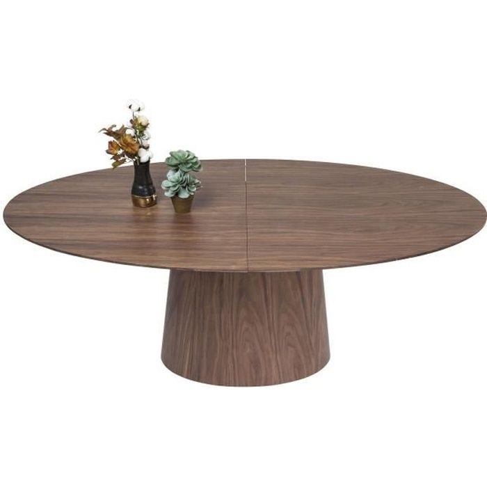 table à rallonges - kare - benvenuto noyer - ovale - marron - 6 places - contemporain - design