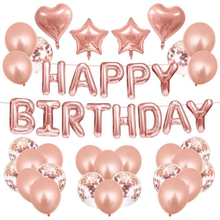 Decoration Anniversaire Rose Gold Happy Birthday Deco Kit Fille Femme Decoration Anniversaire Joyeux Anniversaire Banderole Hel 77 Cdiscount Maison