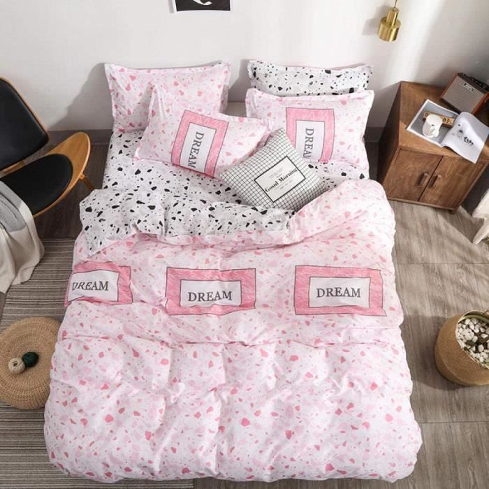 Housse de couette Rose - Microfibre premium - Fermeture éclair cachée - 200x200cm - 2 taies doreiller