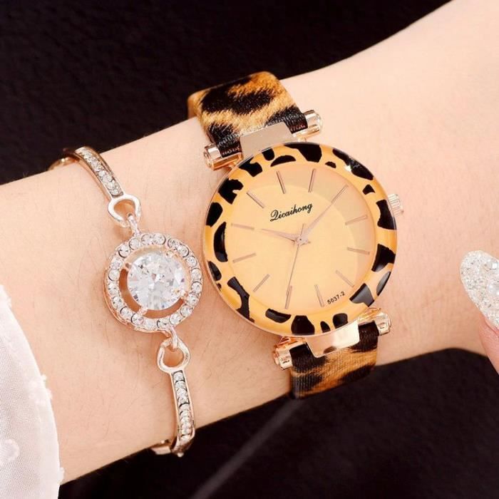 Femmes Montres Léopard Impression Cuir Dames Bracelet Montre Casual Quartz  Montres Jaune , - Achat/vente montre Neuf - Cdiscount