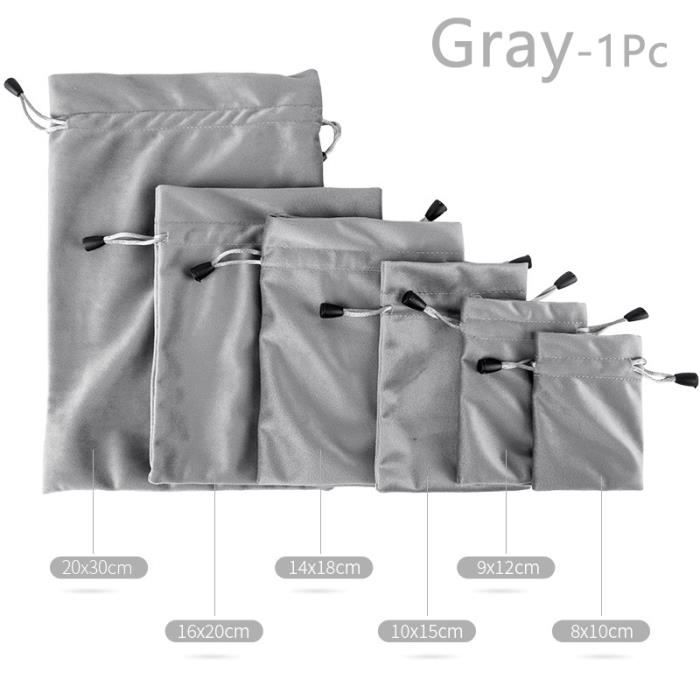 10 Pochettes Lunettes Microfibre Avec Cordon - Gris, Protection Anti-rayures