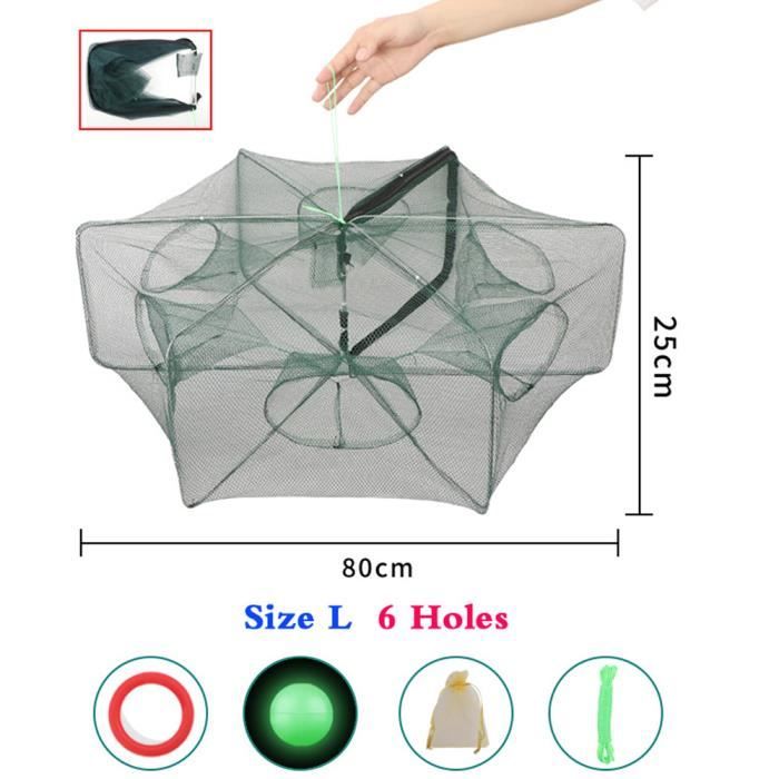 Filet épervier Pliable 6/12 Trous – Pour Pêche Au Crabe, Crevettes, Poissons, Facile à Lancer