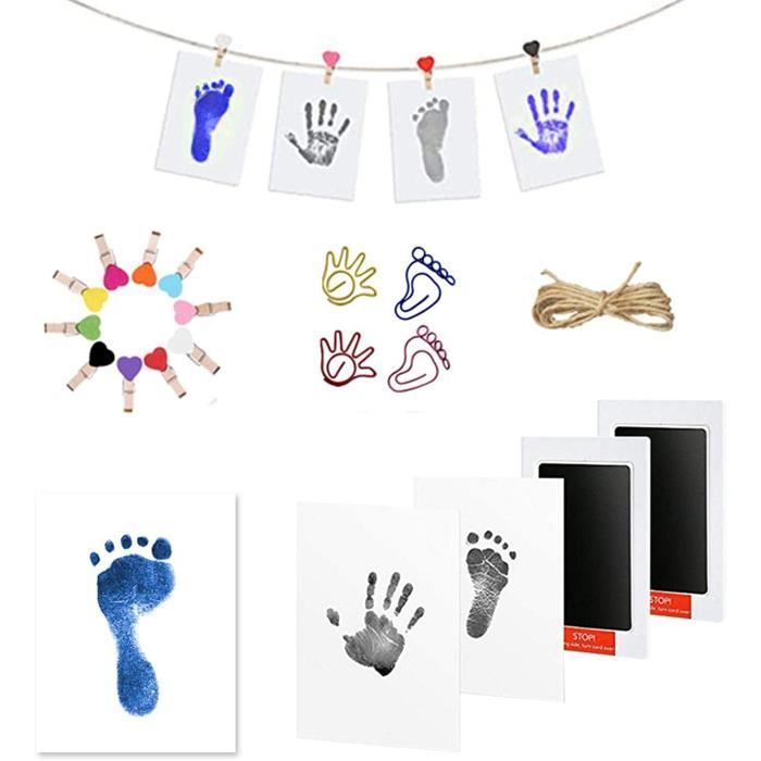 Bebe Et Puericulture Kits De Moulage Et D Empreintes Sans Danger Et Non Toxique Pour Bebe De 0 A 6 Mois Kit D Empreinte De Main Et D Empreinte De Bebe Comprend 1 Tampon Encreur