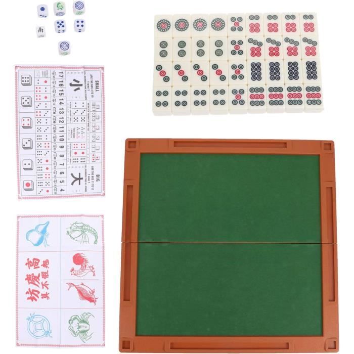 Jeu De Mahjong Complet 144 Tuiles - En Résine Mélamine Avec Sac De Rangement - Jeu De Société Chinois Portable