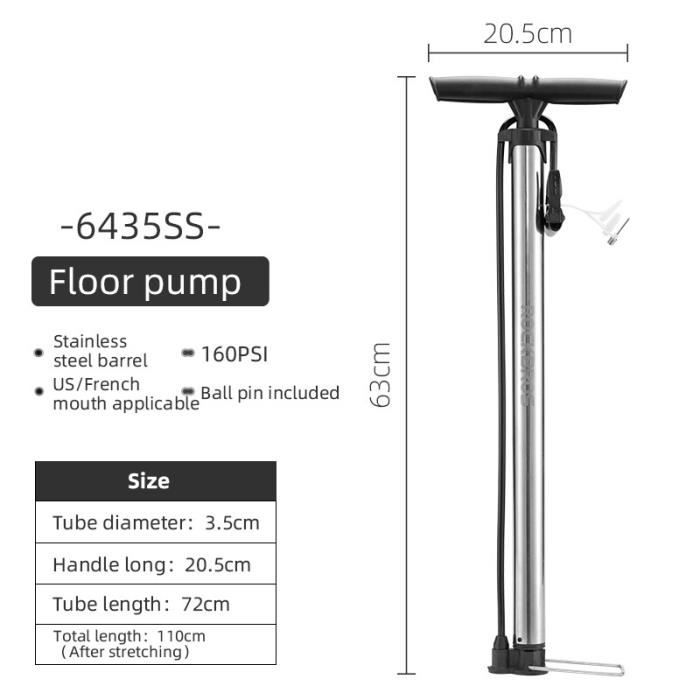 Pompe à Suspension Haute Pression Rockbros Pour Vélo - Jauge Intégrée, 300 PSI, 2 Adaptateurs