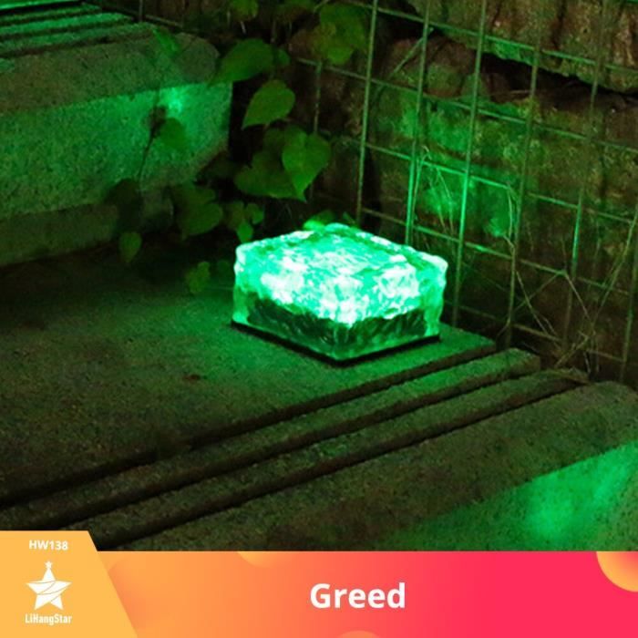 Lampadaire extérieur LED solaire en forme de Cube de glace - RxZoA - HW-138 - 6 perles de lampe - Vert