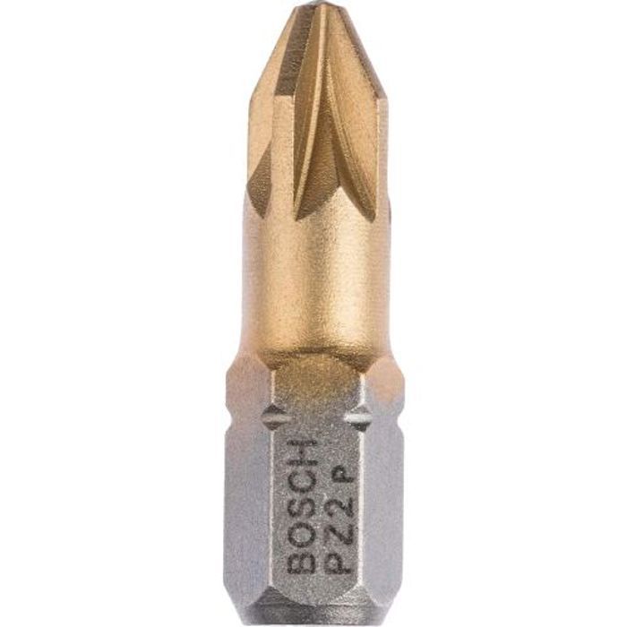 Embout Pozidriv PZ2 BOSCH 2607001594 – Court 25 mm, Revêtement TIN - vue 2