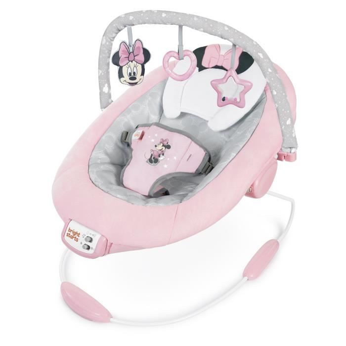 Transat vibrant Minnie Mouse Rosy Skies - BRIGHT STARTS - Pour bébé jusqu'à  9kg - Avec vibrations et arche jouet