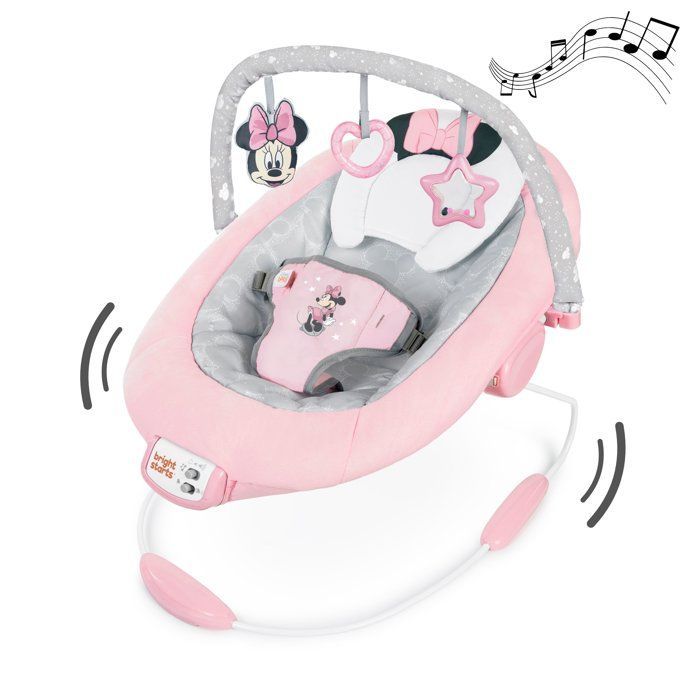 DISNEY BABY Transat bébé Minnie Arche avec jouets d'éveil Disney amovible 8 Mélodies Vibrations calmantes Cale tête évolutif - vue 2