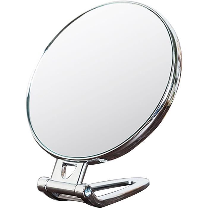 Miroir Grossissant De Maquillage Pour Salle De Bains - Support Mural - Argent & Acrylique