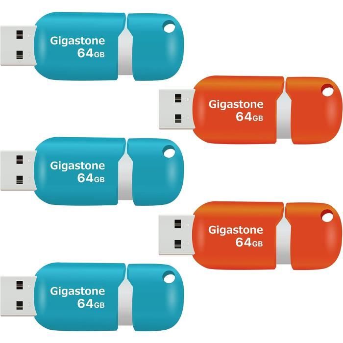 2 Clés USB 64 Go Haute Vitesse - Transfert Rapide, Design Rotatif 360°, Compatible PC/Mac - Noir Et Argent