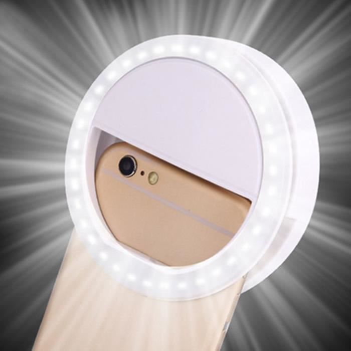 Anneau Lumineux LED Pour Selfie Rechargeable - 36 LED, 3 Niveaux De Luminosité, Clip Pour Téléphone