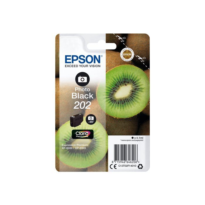 Cartouche dencre EPSON 202 – 4.1 ml – photo Noire – Expression Premium XP-6000 XP-6005 XP-6100 XP-6105