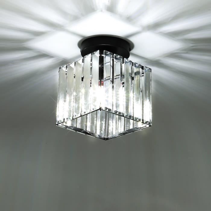 Plafonnier Cristal Moderne FRIDEKO - Lustre Rond Noir Métal E27 Pour Intérieur