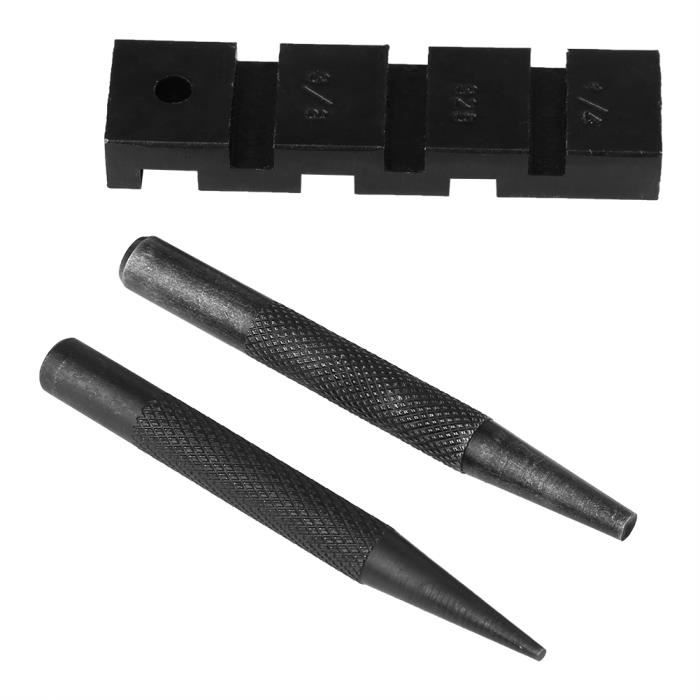 Kit De Réparation De Chaîne De Tronçonneuse - 2 Poinçons + Support En Acier Carbone, Pour Pas 1/4", 3/8" LP, .325", Etc.