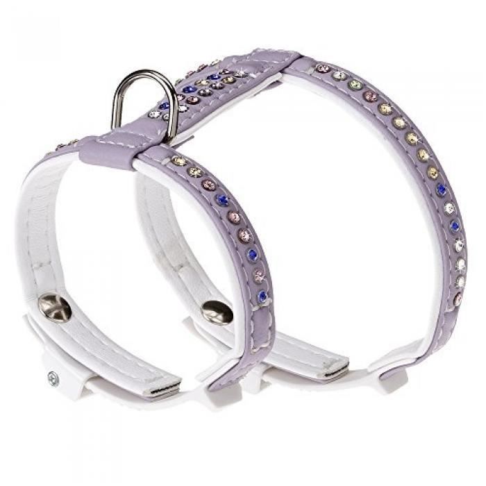 FERPLAST Harnais pour chien Lilas en cuir éco-synthétique orné de strass - 24/34 cm micro-réglable FERPLAST Harnais pour chien Lilas en cuir éco-synthétique orné de strass - 24/34 cm micro-réglable