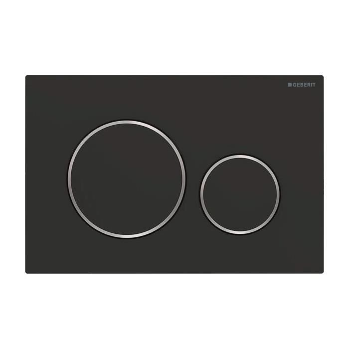 Plaque de déclenchement - GEBERIT - Sigma20 - Noir mat/Chromé Brillant - Fixation murale - 3/6L