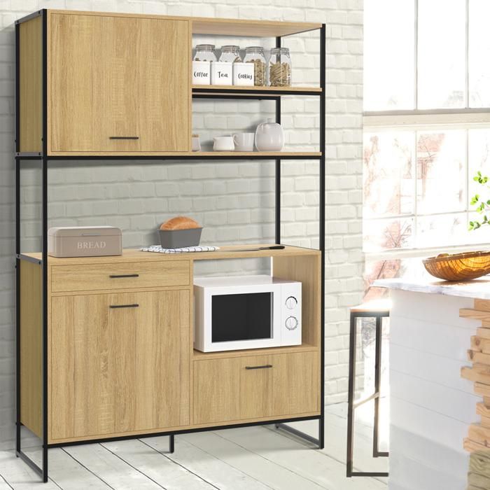 IDMARKET Buffet de cuisine 120 CM DETROIT meuble 3 portes + 1 tiroir design industriel IDMARKET Buffet de cuisine 120 CM DETROIT meuble 3 portes + 1 tiroir design industriel