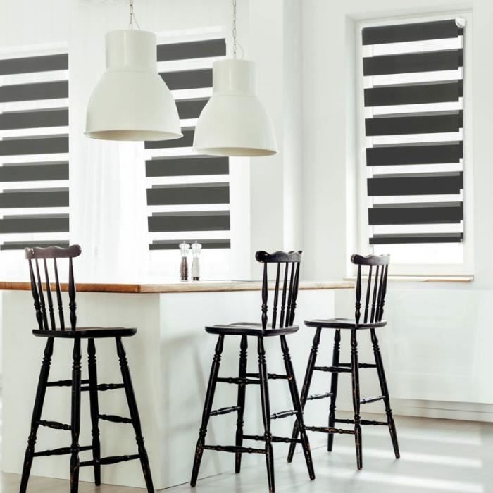 Store Enrouleur Zébré Jour Nuit - Gris - 50 X 150 Cm - IDMarket - Protection Solaire & Intimité