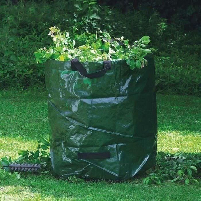 4x Sacs de jardin 280L 50kg Sac à déchets avec 3 poignées Arceau en PVC  Feuilles déchets jardin branches 4x Sac à déchets de jardin