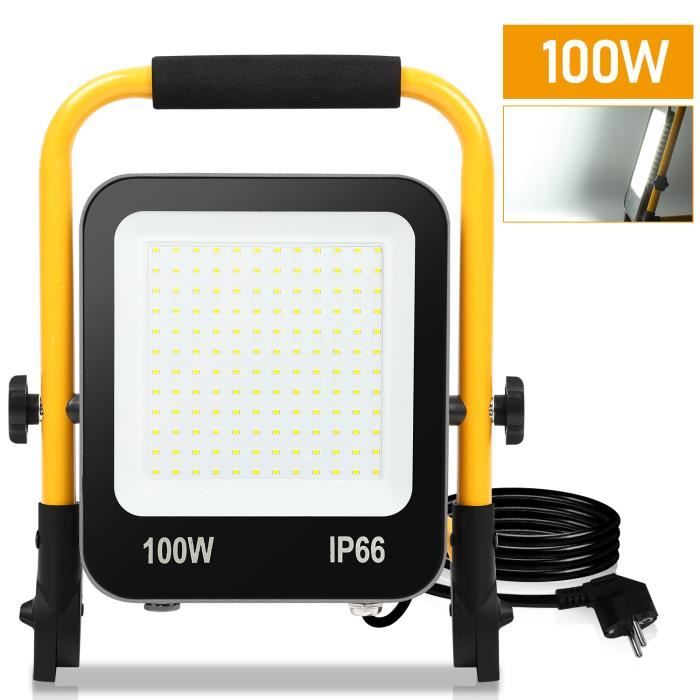 1000W Projecteur LED Rechargeable 3000LM, Lumière de Travail Lanterne  Portable avec Panneau Solaire, 3500mAh USB Lampe Rechargeable - Cdiscount  Maison