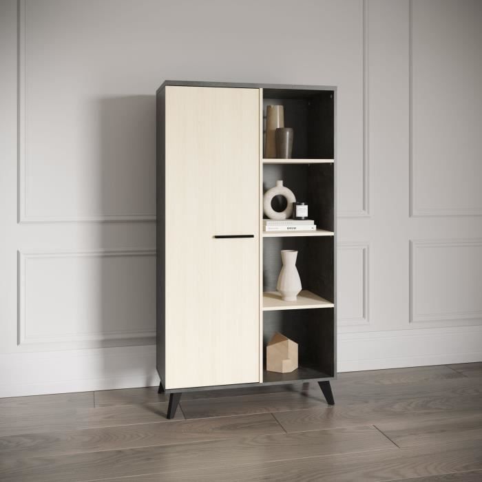 Ensemble salon - Banc TV Table basse Buffet haut - KENT - Chêne de fil / Sidewalk - DEMEYERE