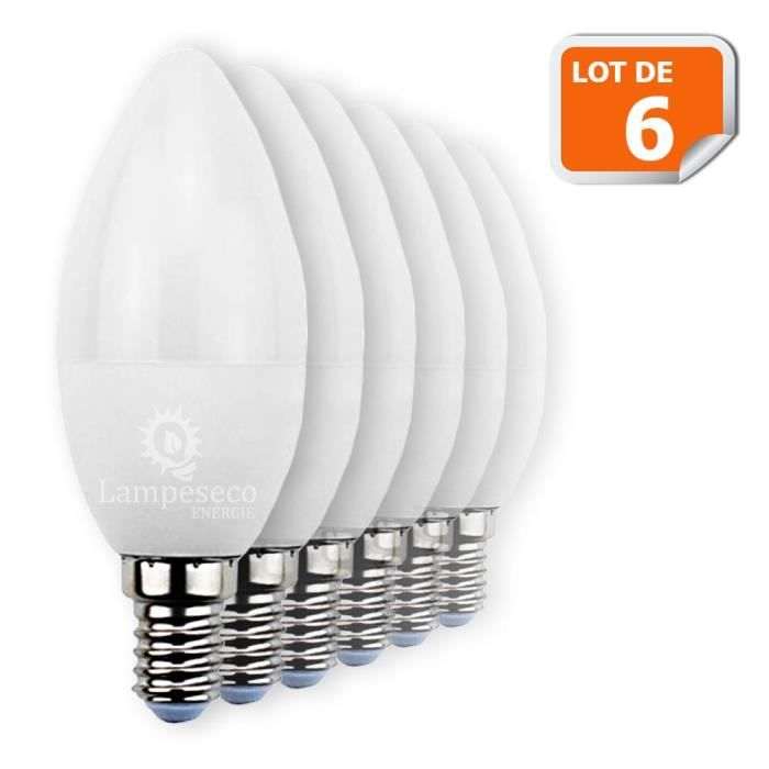 Lot de 6 Ampoules LED bougie E14 6W 480 lumens - Cdiscount Maison