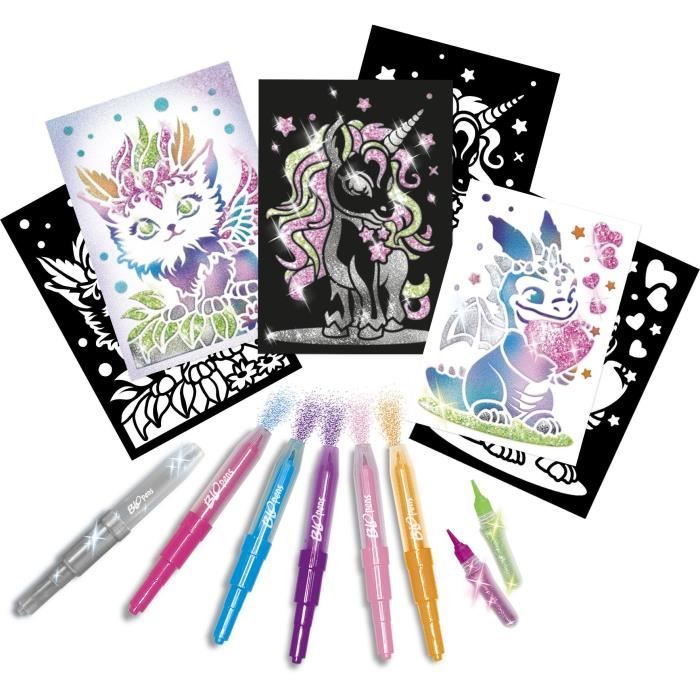 Blopens - LANSAY - Créatures pailletées - 6 pochoirs - Dès 6 ans