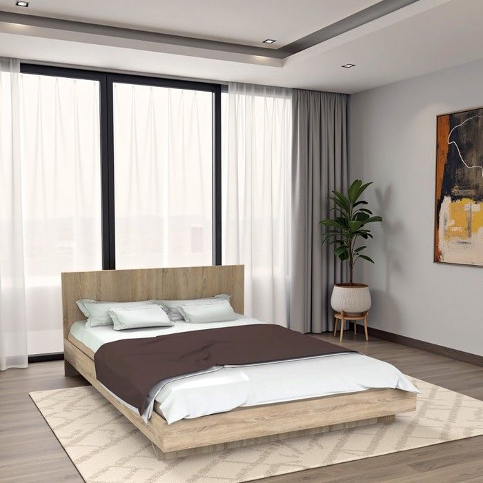 Lit LOFT 140x190 + 1 sommier + tête de lit / Décor Chêne blanchi Lit LOFT 140x190 + 1 sommier + tête de lit / Décor Chêne blanchi